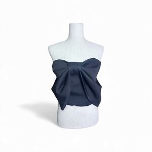 NWT La Ros Black Strapless Top with Big Bow Size Large 1089